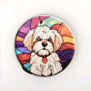 Bichon Circle Ceramic Ornament Christmas Gift  Holiday Decorations  Dog Lover